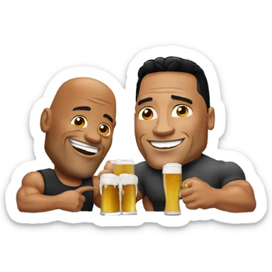 The Rock having beer with Arnold Schwarzenegger  sticker