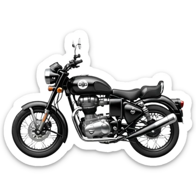 Black royal Enfield with white logo facing right side sticker