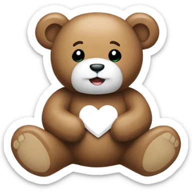 Teddy bear with white heart sticker