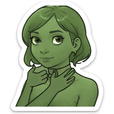 Girl with hands crossed around her neck sticker