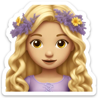 Tangled Sun Drop Flower Girl with long golden hair and lavender eyes sticker
