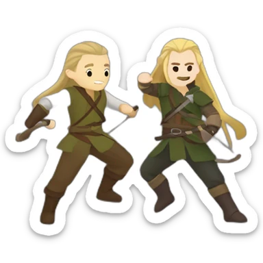 Legolas and gimli dancing sticker