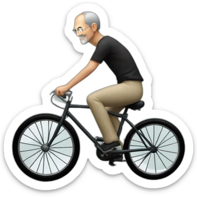 steve jobs riding bicycle in front of the Moon sticker