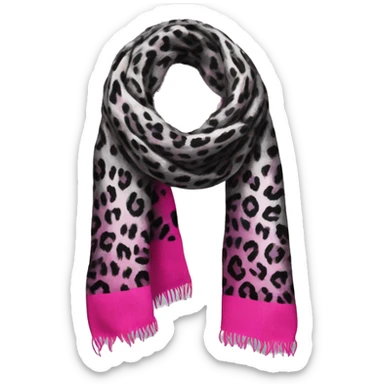 Realistic silver black and hot pink leopard print winter scarf. sticker