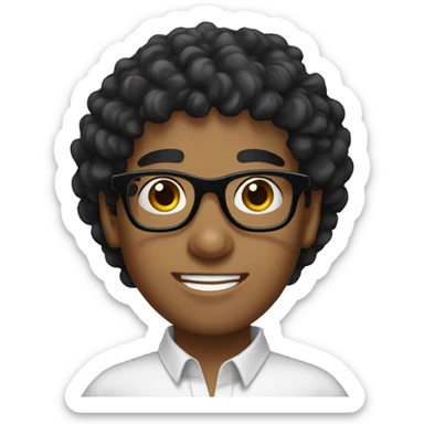 black curly hair arab boy with glasses sticker