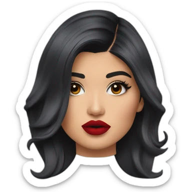 Kylie Jenner holding her lipstick lips sticker