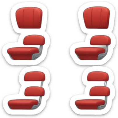 3 red seats, 2 filled with people and 1 empty sticker