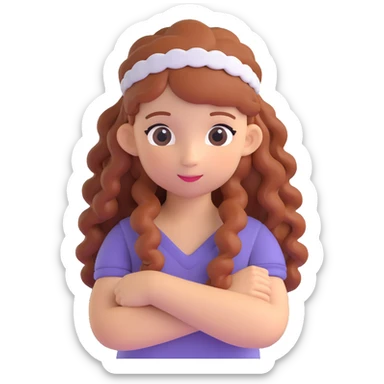 pretty black girl with long curly hair, wearing a headband sticker