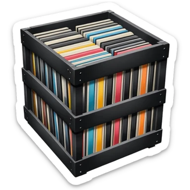 A crate of vinyl lps sticker
