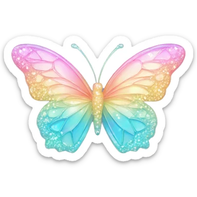 Sparkly Pastel rainbow-gradient iridescent crystal butterfly sticker