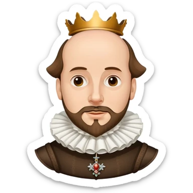 William Shakespeare portrait with elizabethan ruff collar and balding head with hair on sides sticker