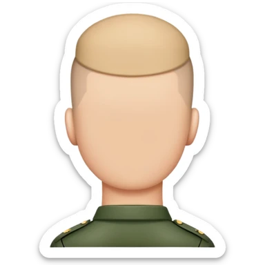rear view of military soldier's head with crew cut sticker