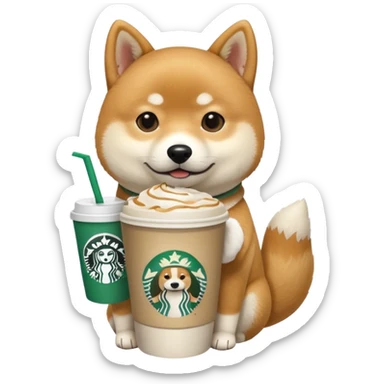 Shiba Jasper with starbucks cup sticker