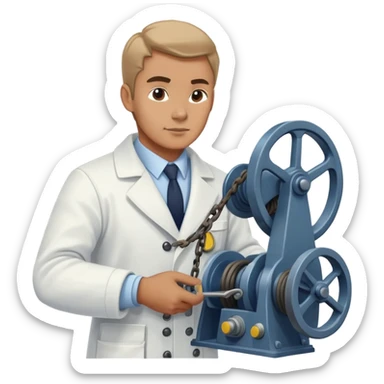 Russian marine geology scientist operating a winch on an old research vessel sticker