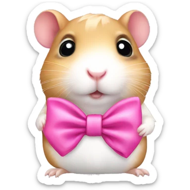 Hamster with a pink bow sticker