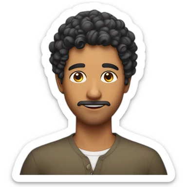 Indian guy without mustache but with trendy haircut and curly hair on top sticker
