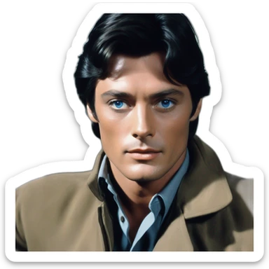 alain delon young space navigator blue eyes neat black hair sticker