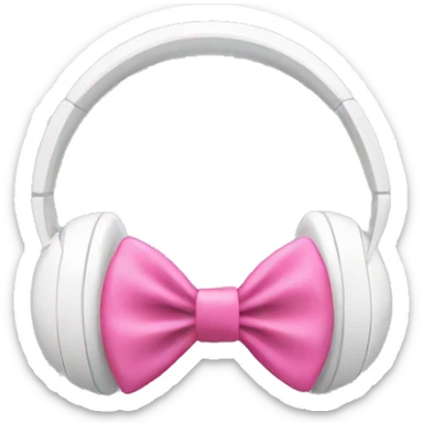 White headphones with pink bow sticker