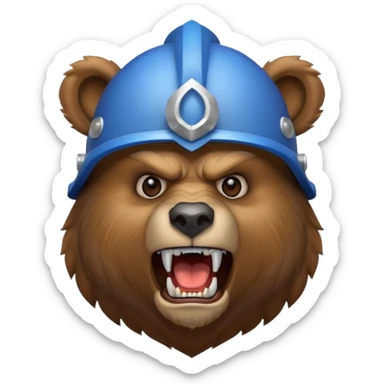 Bear wearing blue horned helmet growling sticker