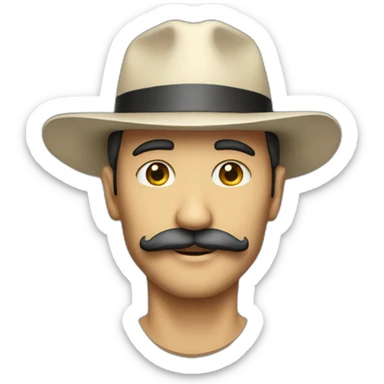 A man with a long mustache and wearing a hat sticker