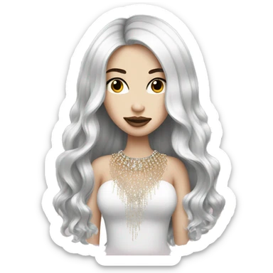 pale girl with long black hair luxury bling sticker