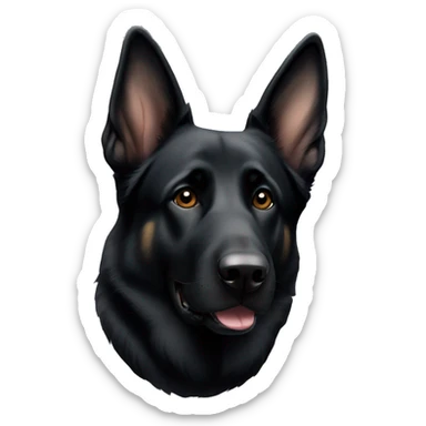 black german shepherd with floppy left ear  sticker