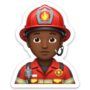 firefighter man dark skin sticker