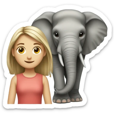 a caucasian girl and an elephant sticker