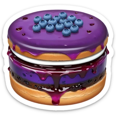Make an emoji of a blueberry patty (small) that's broken off a bit so you can see the blueberry jam sticker
