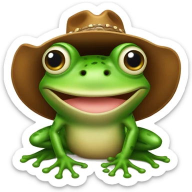 Frog with cowboy hat sticker
