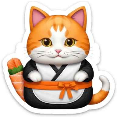 cat dressed in a sushi costume sticker