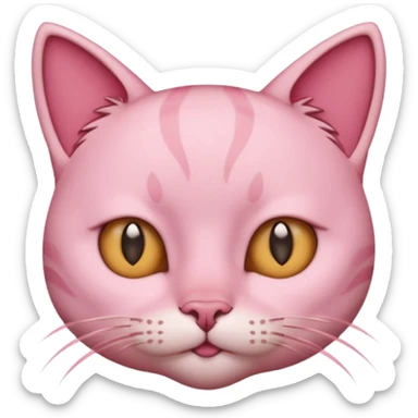 pink cat full body short hair sticker