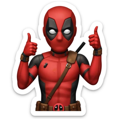 deadpool thumbs up emoji, not so cute, more realistic sticker