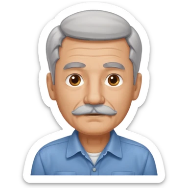 Old man with gray hair and mustache and working shirt sticker