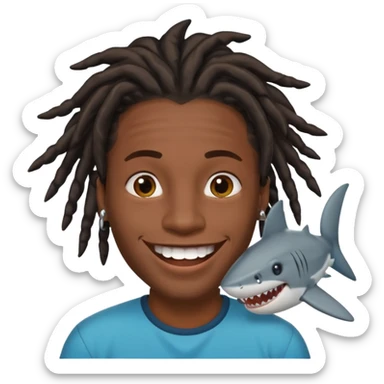 Dark skin black male with locs and shark bite piercings sticker