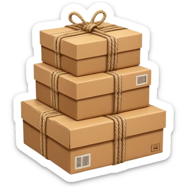 create a realistic emoji of packages wich got stabalised by ropes  sticker