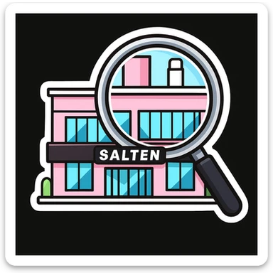 Make it cartoonish stickers: Add a magnifying glass over the partly pink, very stylish beauty salon building sticker