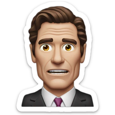 Patrick bateman, square jaw, grimace sticker