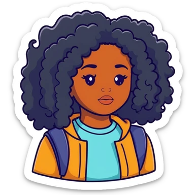 SZA with voluminous curly black hair sticker