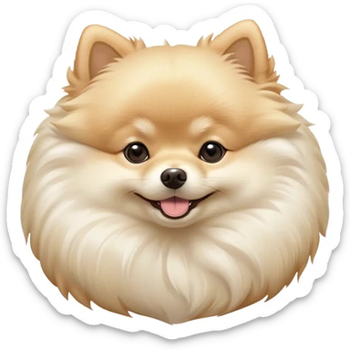Meme-Worthy Cute Sleeping Cream Pomeranian Portrait Emoji, Head resting peacefully with a contented smile, showcasing a delightfully compact build and a luxuriously soft, fluffy cream Fur, eyes shut in a serene nap, Simplified yet hilariously adorable features, highly detailed, glowing with a soft, drowsy light, high shine, relaxed and utterly lovable, stylized with an air of playful laziness, bright and heartwarming, soft glowing outline, capturing the essence of a comically sleepy companion, so meme-worthy it feels like it could instantly become the next viral sensation of adorable slumber! sticker