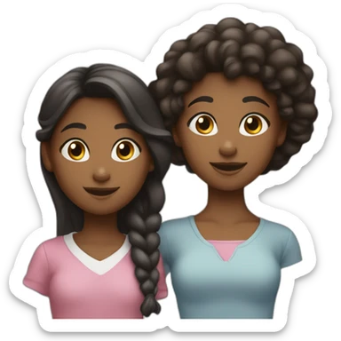 A black girl and a Hispanic girl “throwing hands” sticker