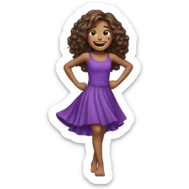 split hair girl with gap teeth dancing with a purple dress and purple top sticker