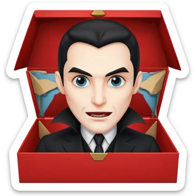 dracula, fang, with carton box sticker