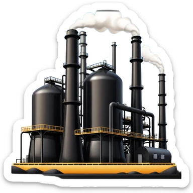 generate a beautiful big black oil refining station. realistic and cinematic. glossy. 4 different options sticker