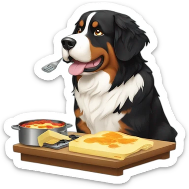 bernese mountain dog cooking raclette sticker