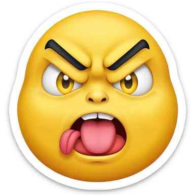 angry yellow face sticking out tongue sticker