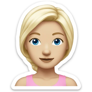 blonde yoga girl light pink clothes blue eyes sticker