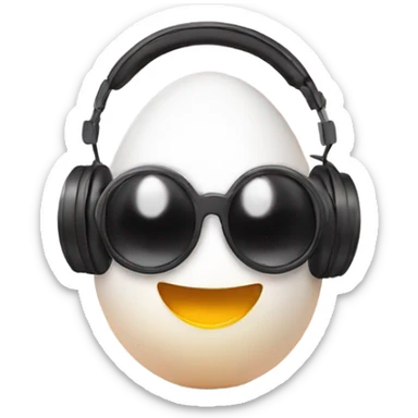 egg with headphones sticker