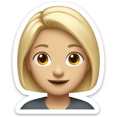 Blonde girl with Bob hairCut Blue Iced Smiling Nordic ￼ sticker