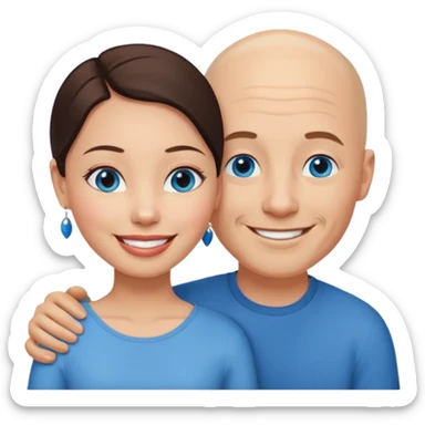 Bald white man blue eyes in love with Filipina woman sticker